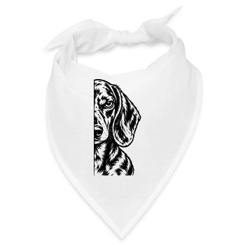 Halber Dackel – Minimalistisches Hundeporträt - Bandana - Weiß - Vorne