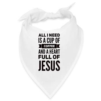 Cup Of Coffee And Heart Full Of Jesus - Bandana - Weiß - Vorne