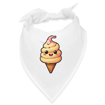 Lächelnde Eiskreation - Bandana - Weiß - Vorne