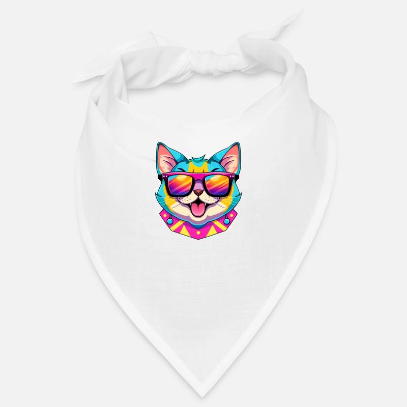 Cool synthwave cat with sunglasses Bandana