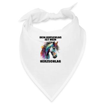 Pferde Herzschlag Reiten Hufe Hufeisen Herz Pony - Bandana - Weiß - Vorne