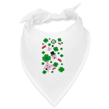 Neujahrs Glücksschweine mit viel Klee. - Bandana - Weiß - Vorne