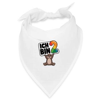 Ich bin 2 Jahre zweiter Geburtstag - Bandana - Weiß - Vorne