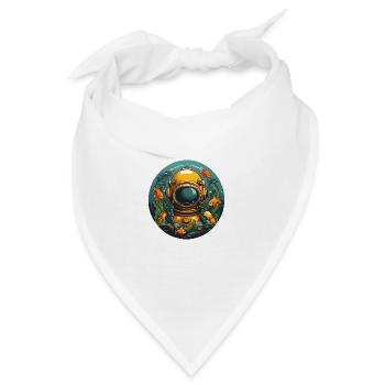 Taucherhelm mit Fischen auf dem Meeresgrund - Bandana - Weiß - Vorne
