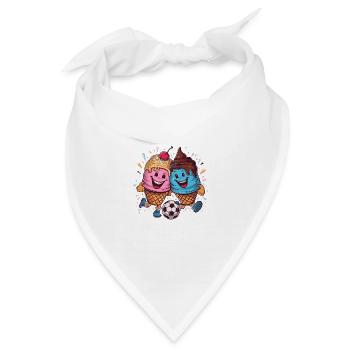 Sommer Sonne Fussball lachende kickende Eistüten - Bandana - Weiß - Vorne