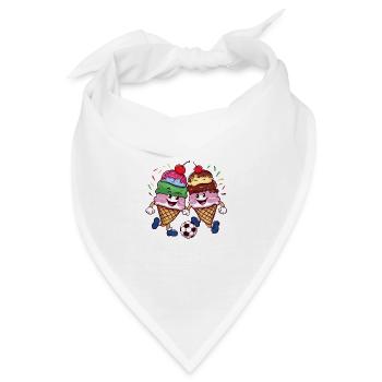 Sommer Sonne Fussball lachende kickende Eistüten - Bandana - Weiß - Vorne