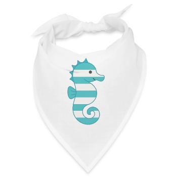 Seepferdchen türkis gestreift - Bandana - Weiß - Vorne