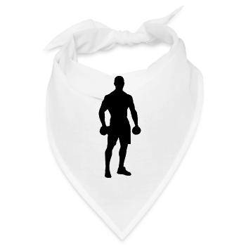 silhouette Muskel Hantel Mann Stark - Bandana - Weiß - Vorne