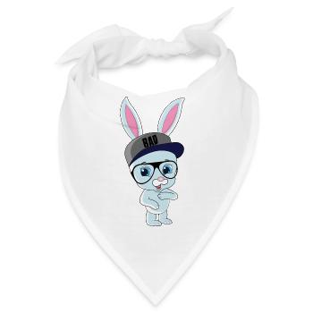 Cooler Hase Kaninchen mit Cap und Brille - Bandana - Weiß - Vorne