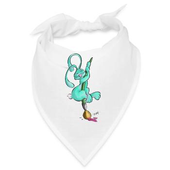 Zeichnerbunny mit Pinsel - Bandana - Weiß - Vorne