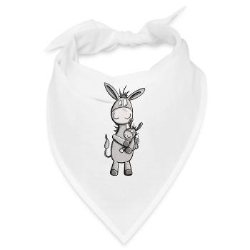 Happy Esel Geschwister I Baby Bruder Schwester - Bandana - Weiß - Vorne