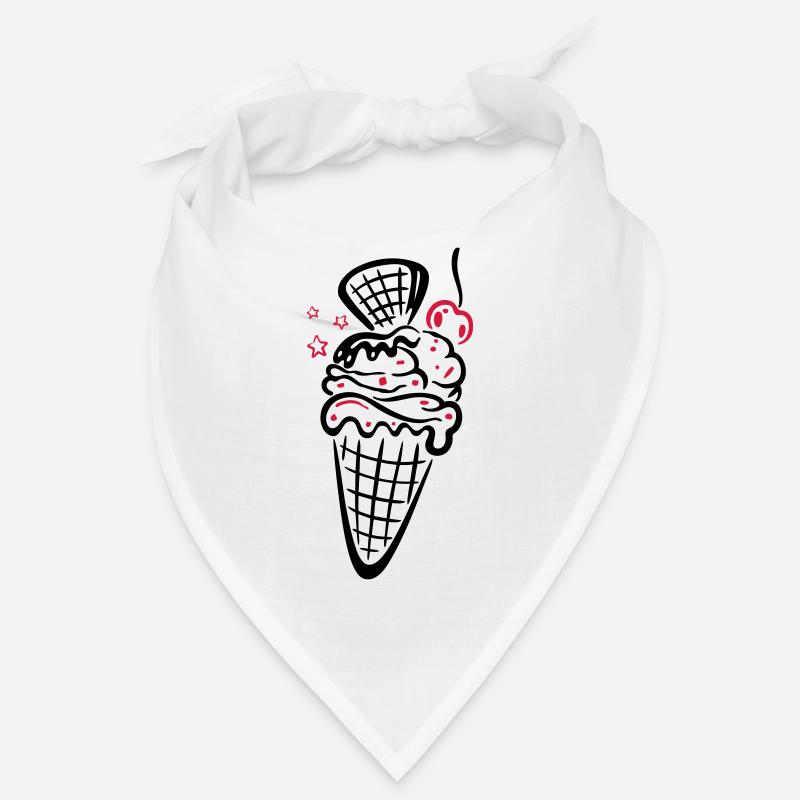 Eis, ice, Eiswaffel mit Kirsche - Bandana - blanc