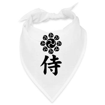 Samurai-Emblem des Uesugi-Clans (schwarz) - Bandana - Weiß - Vorne