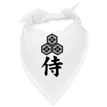 Samurai-Emblem des Asai-Clans (schwarz) - Bandana - Weiß - Vorne