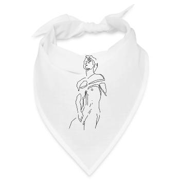 Rick - Line Art, Männliche Kunst, Schwule Kunst, Akt Nackte Kunst - Bandana - Weiß - Vorne