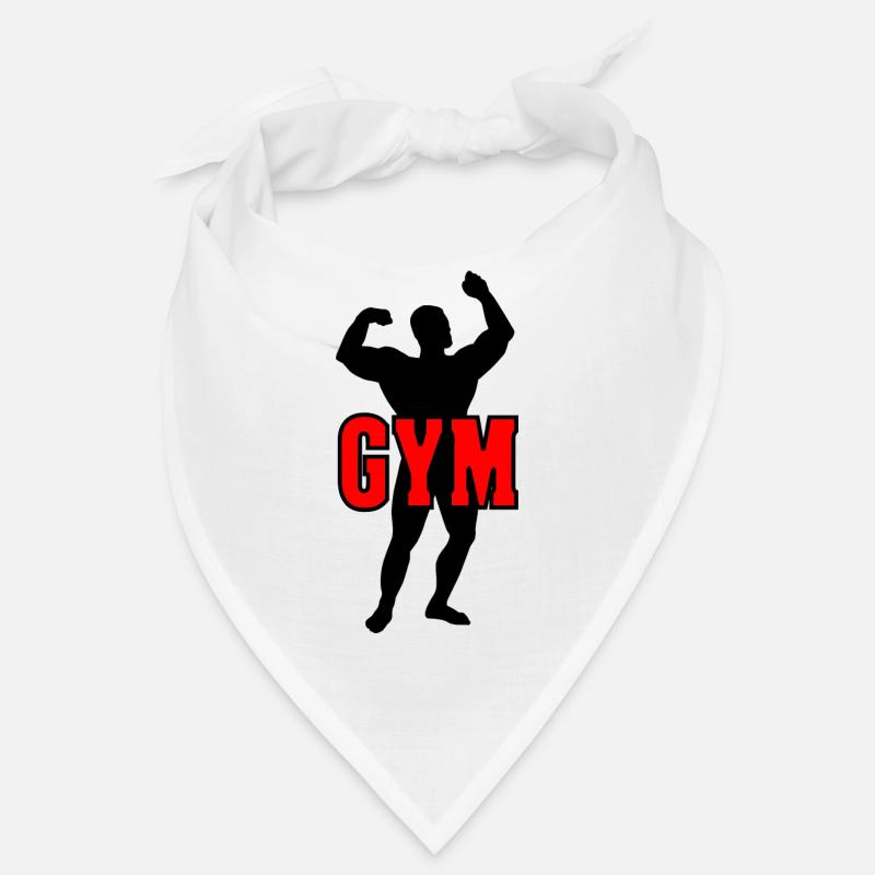 Bodybuilder shadow image with red text 'GYM Bandana