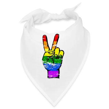LGBT Flagge Frieden Victory Symbol used - Bandana - Weiß - Vorne