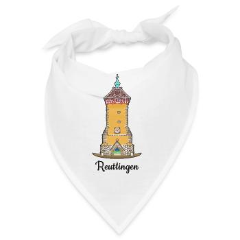 Reutlingen, Tübinger Tor, Deutschland, Zeichnung - Bandana - Weiß - Vorne