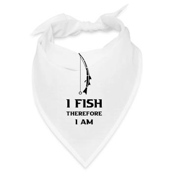 Schlankes, minimalistisches "Ich fische, also bin ich" - Bandana - Weiß - Vorne
