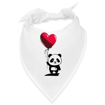 Panda Bär mit Herz Luftballon - Heartful Creatures - Bandana - Weiß - Vorne