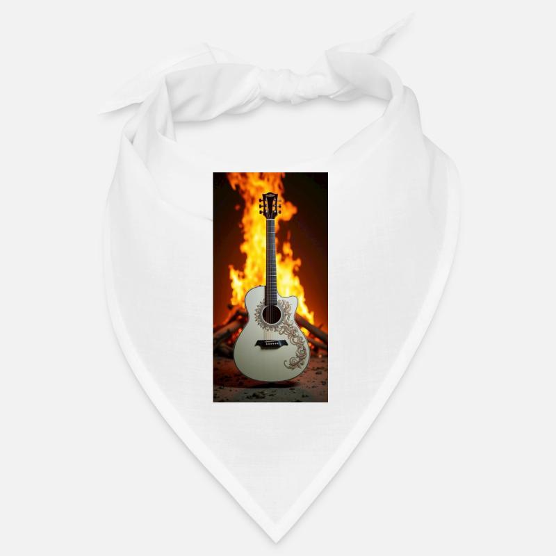 Guitare devant le feu - Bandana - blanc