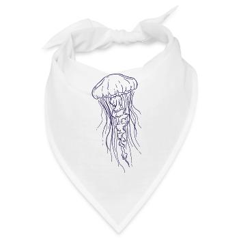 Jellyfish Line Art Illustration  - Bandana - Weiß - Vorne