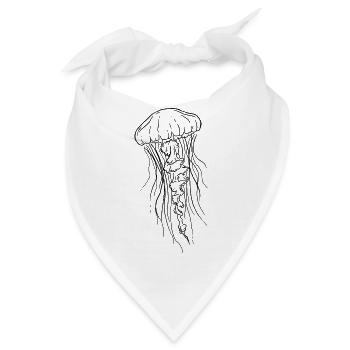Jellyfish Line Art Illustration  - Bandana - Weiß - Vorne