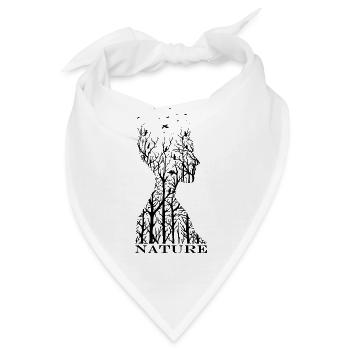 Natur Silhouette – Mensch & Wald Kunstmotiv - Bandana - Weiß - Vorne