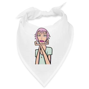 melancholische Frau - Bandana - Weiß - Vorne