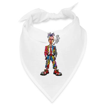 Patchwork Punk Clownportrait - Bandana - Weiß - Vorne