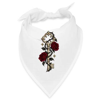 Alter Schlüssel mit Dornen – Gothic Art - Bandana - Weiß - Vorne