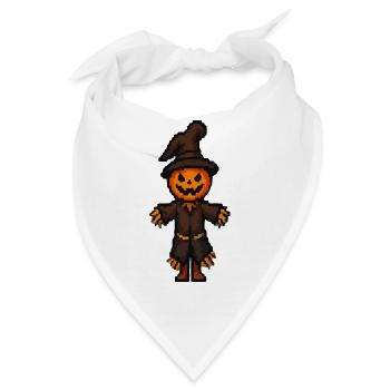 Pixel Halloween Kürbismann - Bandana - Weiß - Vorne