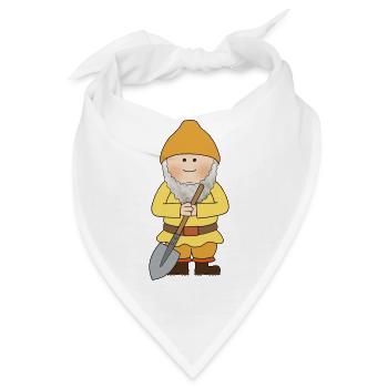 Zwerg mit Schaufel - Bandana - Weiß - Vorne
