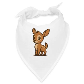 Rehkitz im Cartoon-Stil – liebes Waldtier Bambi - Bandana - Weiß - Vorne