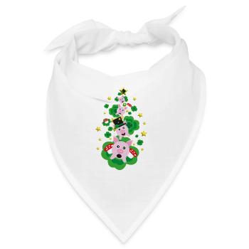 Silvester Glücksschweine mit Klee und Sternen. - Bandana - Weiß - Vorne