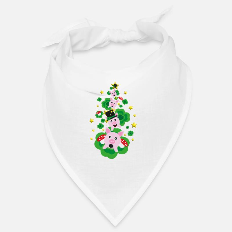 Silvester Glücksschweine mit Klee und Sternen. Bandana