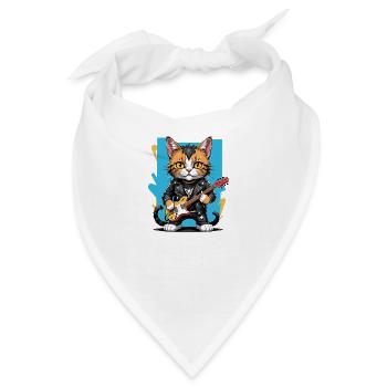 Cat Rocker Katze HardRock Geschenk - Bandana - Weiß - Vorne