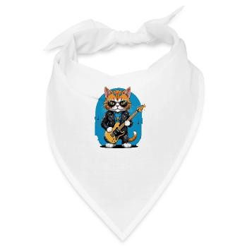 Cat Rocker Katze HardRock Geschenk - Bandana - Weiß - Vorne