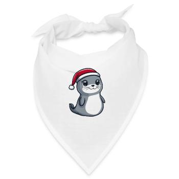 Robbe Tier Weihnachten Niedlich - Bandana - Weiß - Vorne
