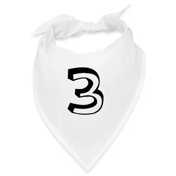 Zahl 3 - Bandana - Weiß - Vorne
