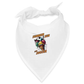 Sommer Sonne Fussball lachende Eistüte - Bandana - Weiß - Vorne