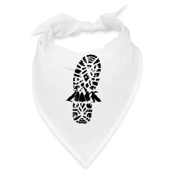 Berge und Wanderschuh Abdruck - - Bandana - Weiß - Vorne