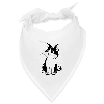 Katze Katzendame Katzenfreund Katzengesicht - Bandana - Weiß - Vorne