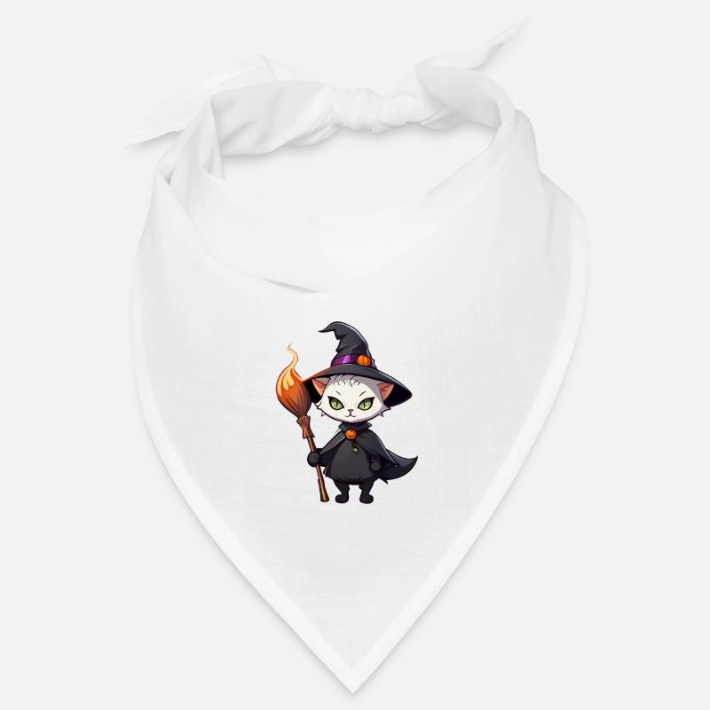 Mignon chat d’Halloween avec chapeau de sorcière. Bandana