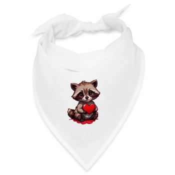 Verschenke den süßen Waschbären zum Valentinstag - Bandana - Weiß - Vorne