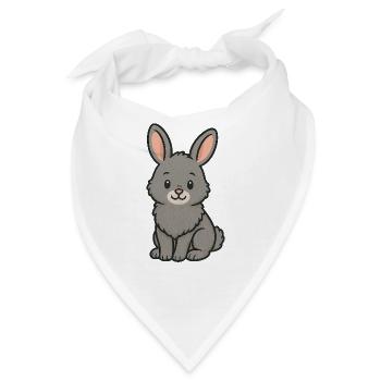 Süßer grauer Hase – Flauschiges Cartoon-Tiermotiv - Bandana - Weiß - Vorne
