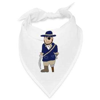 Piraten | Pirat | Holzbein Augenklappe Seeräuber - Bandana - Weiß - Vorne