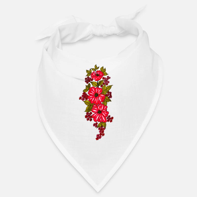 Rote Blütenkaskade mit Blättern Bandana