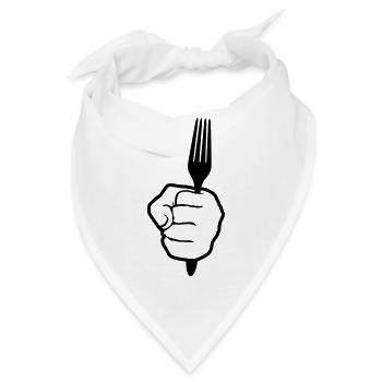 kontur hand halten gabel besteck essen gehen hunge - Bandana - Weiß - Vorne