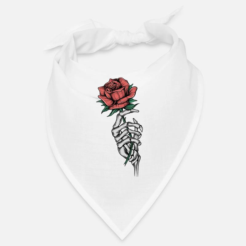 Knochenhand mit Rose - Bandana - Weiß